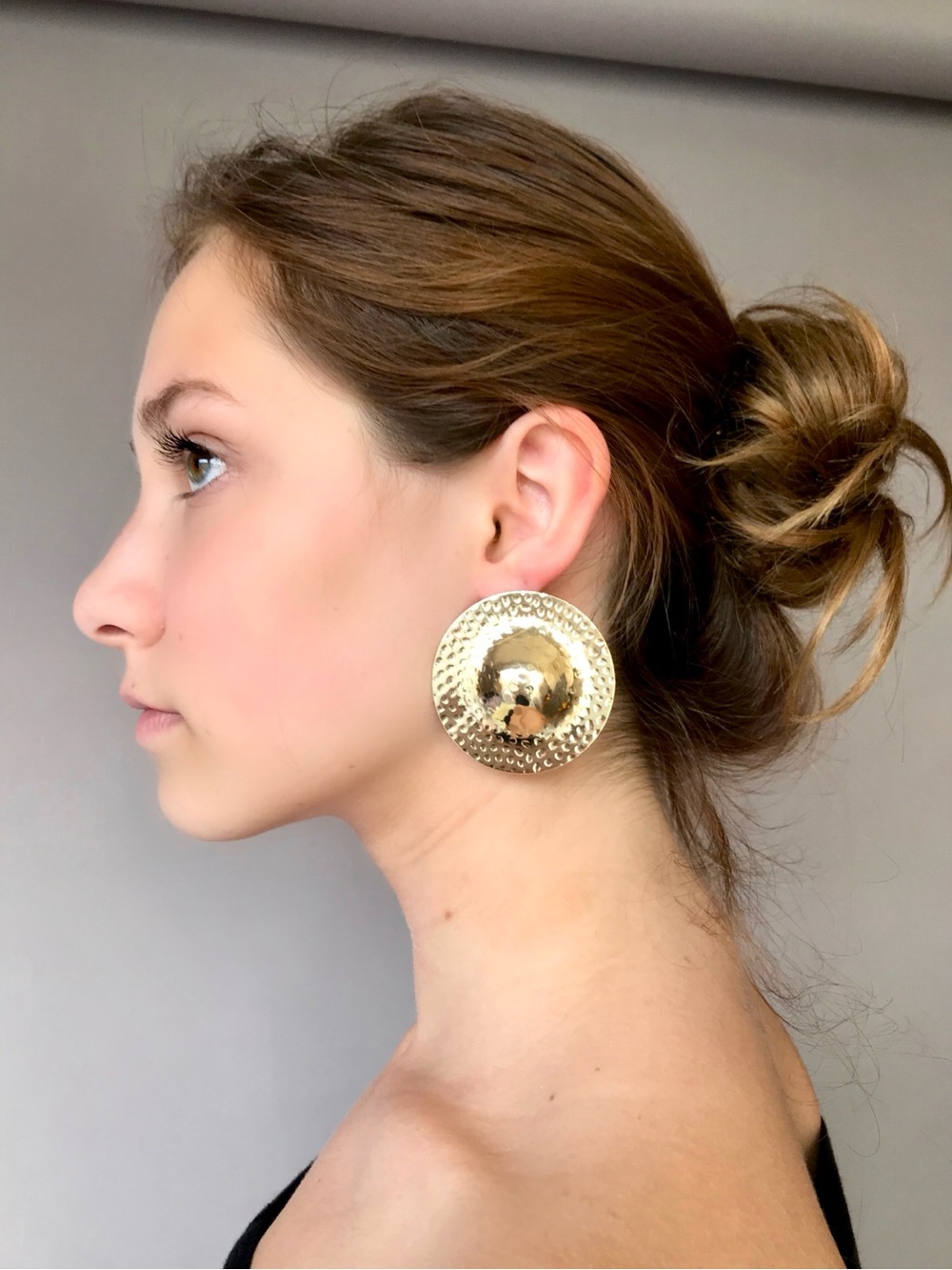 Oversized Hammered Gold Disc Earrings - Women Jewelry